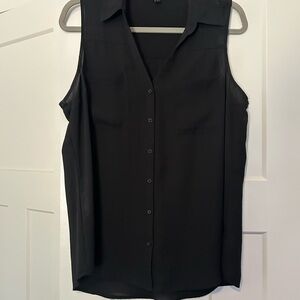 Express Black Button-Down Sleeveless Blouse